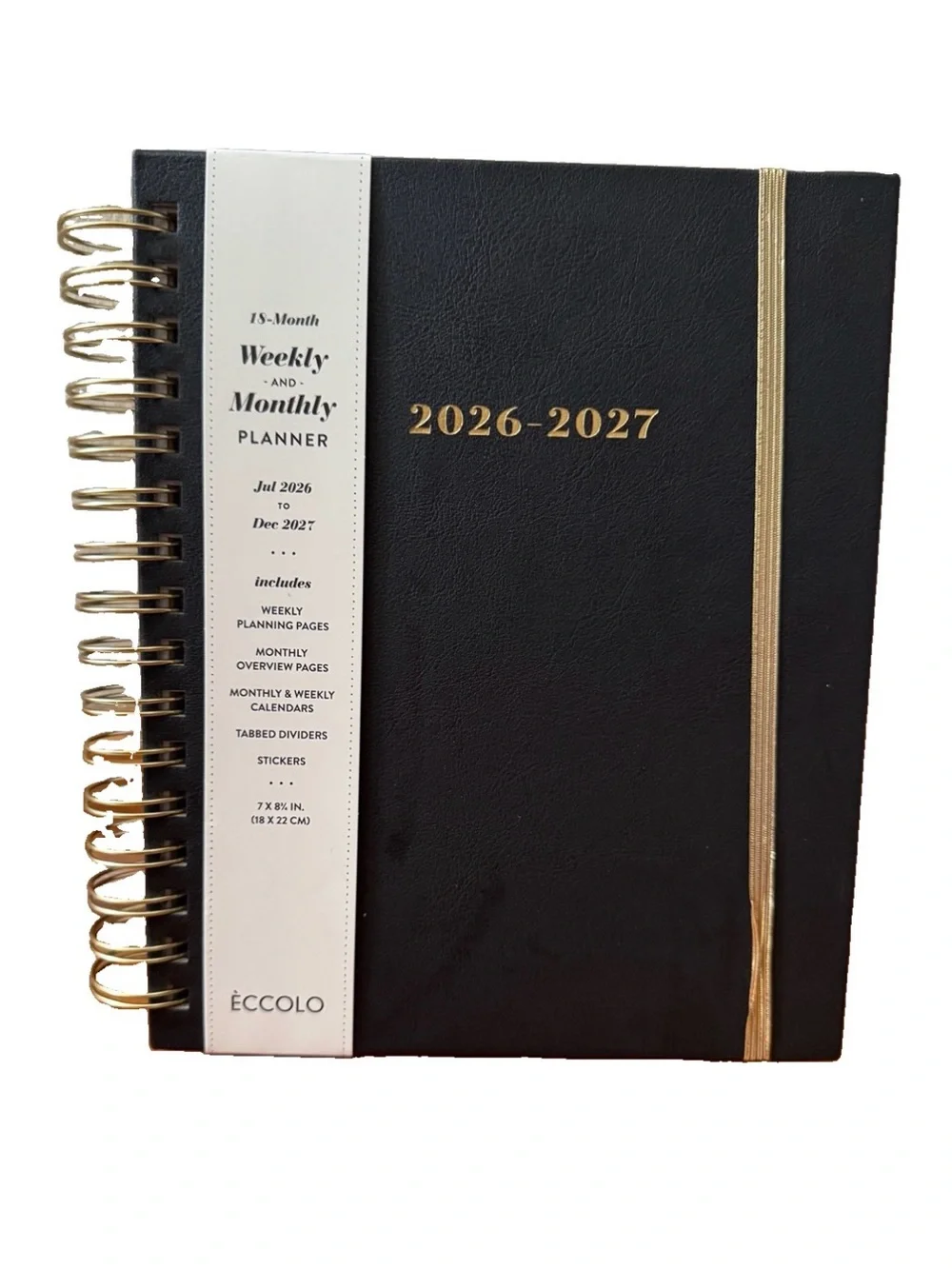 Eccolo Planner 2026- 2027 18-Month Weekly & Monthly Planner Hard Cover 8x7.5”